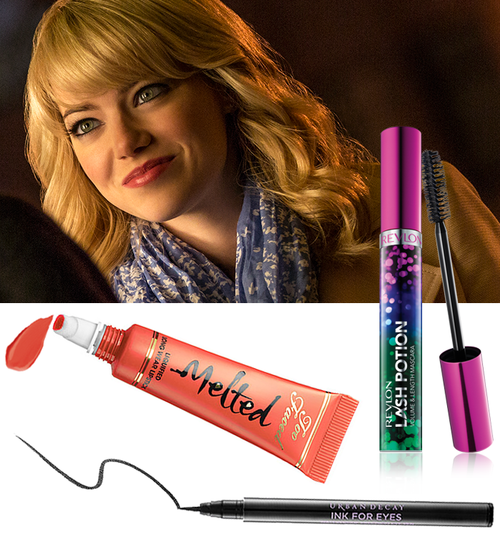 Emma-Stone-The-Amazing-Spider-Man-Gwen-Stacy-Eyeliner-Lipstick-Mascara