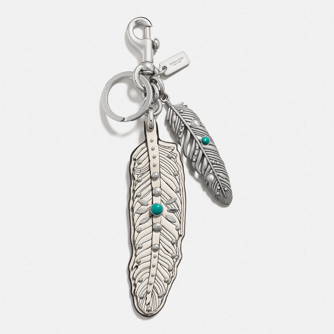 Coach Western rivets feather bag charm